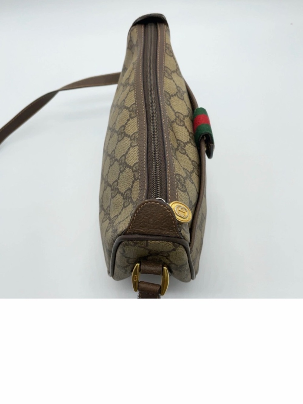 Gucci Brown GG Canvas Crossbody Bag with Web Stripe - Picture 5 of 11